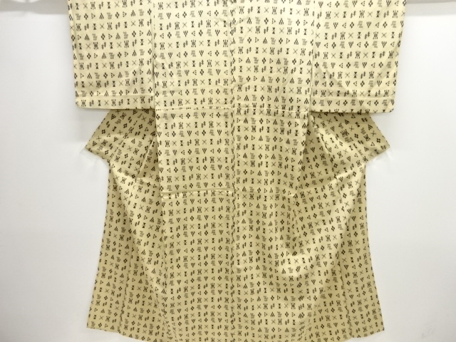 大正ロマン　抽象模様織り出しお召単衣着物